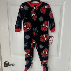 Marvel Spider-Man Navy, Red & Gray Footed Soft Fleece One-Piece